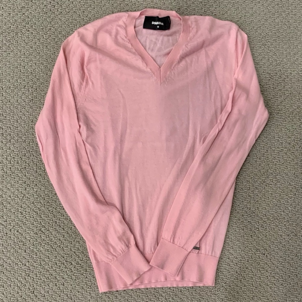 DSQUARED Men's Light Pink V-Neck Pullover